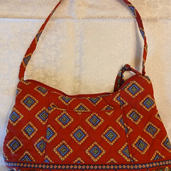 Vera Bradley Red and Blue Satchel with Geometric Patterns - Picture 7 of 7